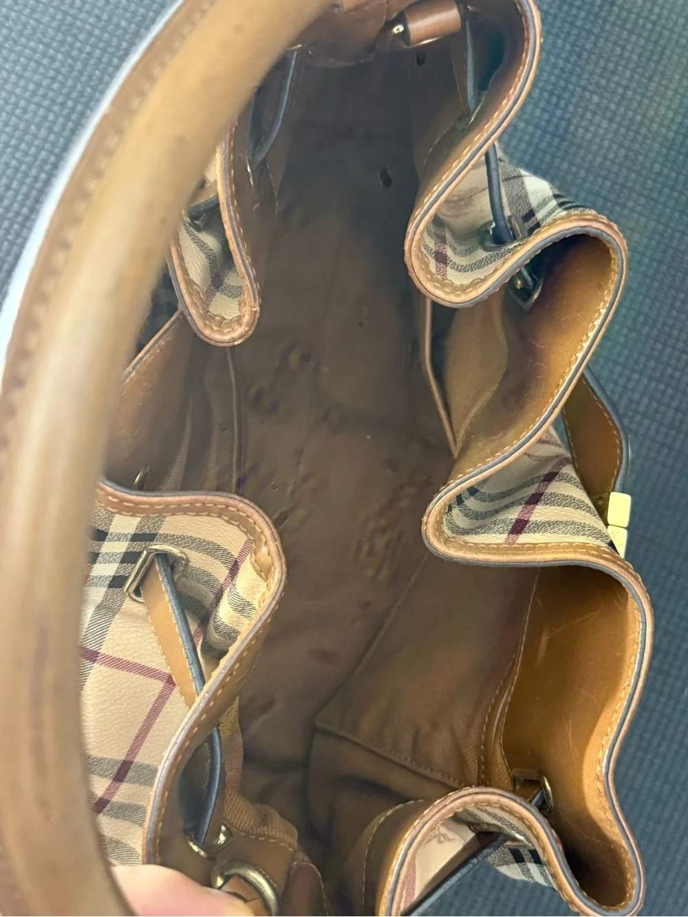 Authentic Burberry Walden Haymarket Check Hobo Bag